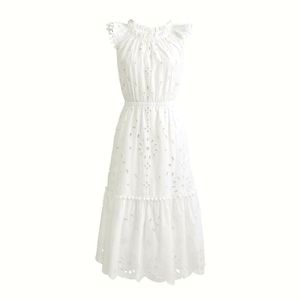 J Crew White Eyelet Midi Dress NWT